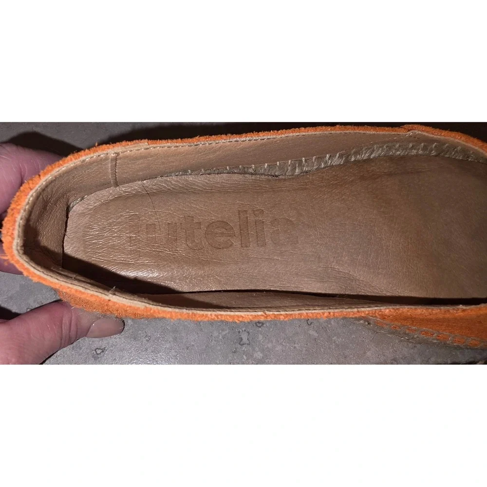 Jutelia Orange Suede Espadrille Flats Made in Spain Women Size 39 Slip On Shoes